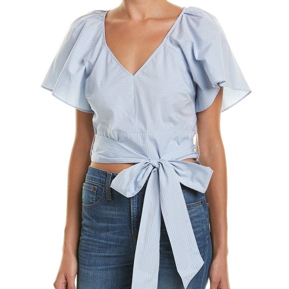 NWOT Parker Side Tie Cotton Top Chevron Stripe Size M - Picture 2 of 8